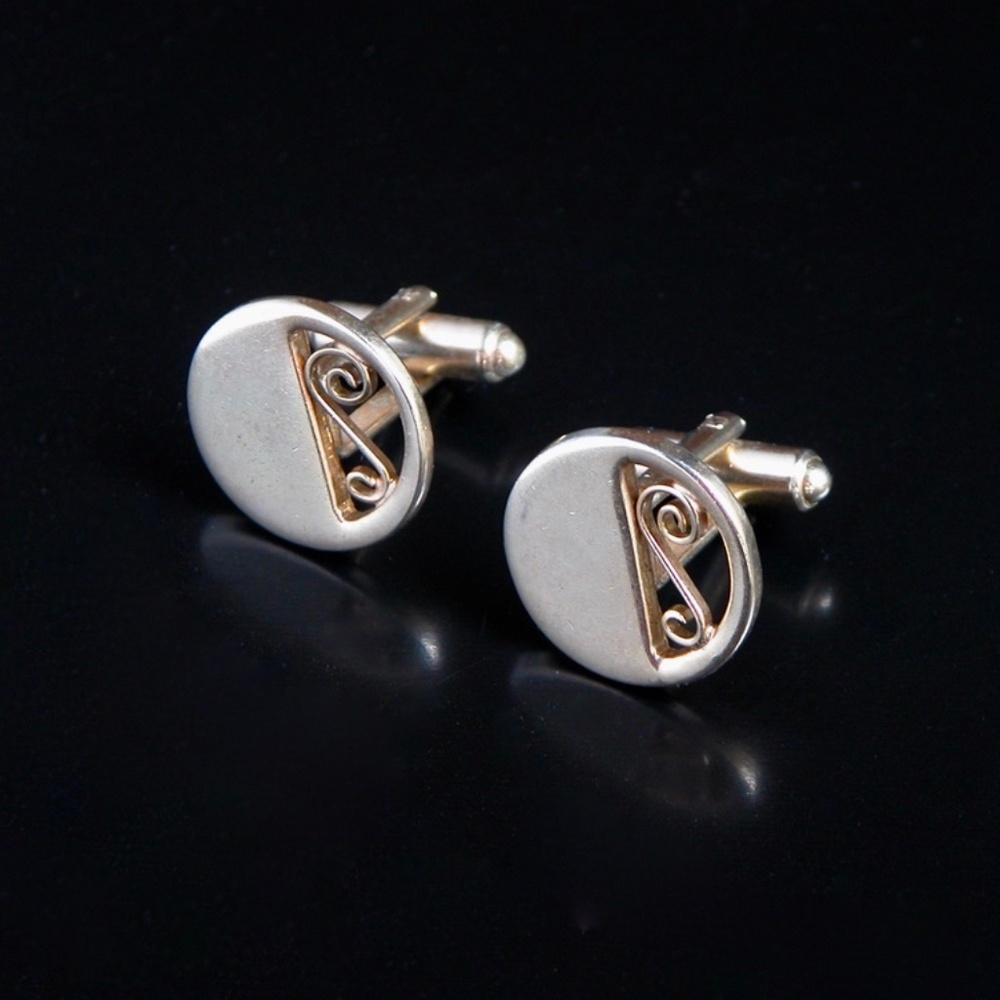 Vtg Mid Century Modern Cufflinks Gold Tone